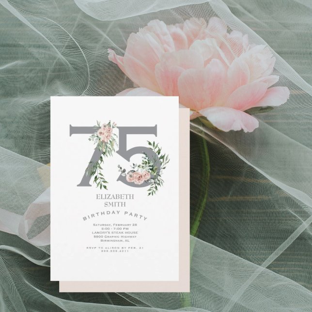 Invitación Elegante fiesta de cumpleaños número 75 de Rubor P (Subido por el creador)