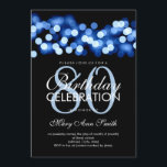 Invitación Elegante fiesta de cumpleaños número 80 Blue Holly<br><div class="desc">Elegante plantilla de invitación del 80º cumpleaños Blue Hollywood Glam. Con luces de oro,  cuerdas de oro y chispas de oro. ¡Genial por 80 años y más!</div>
