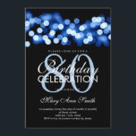 Invitación Elegante fiesta de cumpleaños número 80 Blue Holly<br><div class="desc">Elegante plantilla de invitación del 80º cumpleaños Blue Hollywood Glam. Con luces de oro,  cuerdas de oro y chispas de oro. ¡Genial por 80 años y más!</div>