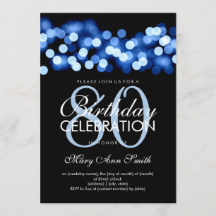 Invitación Elegante fiesta de cumpleaños número 80 Blue Holly