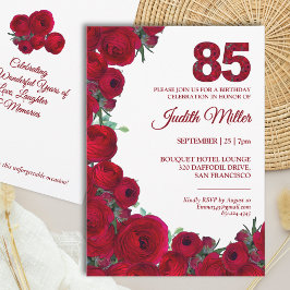 Invitación Elegante fiesta de cumpleaños número 85 - Floral r