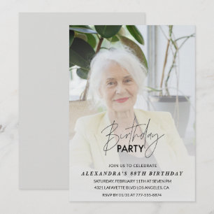 Invitación Elegante fiesta de cumpleaños número 88 en gris