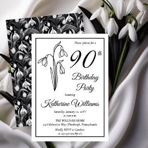 Invitación Elegante fiesta de cumpleaños número 90 de Snowdro