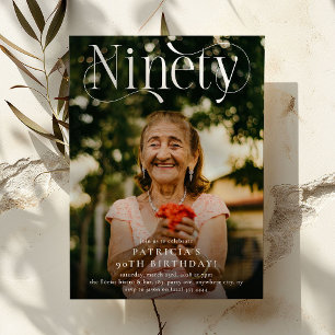 Invitación Elegante fiesta de cumpleaños número 90 foto de la