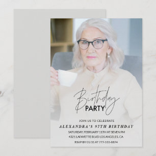 Invitación Elegante fiesta de cumpleaños número 97 en gris