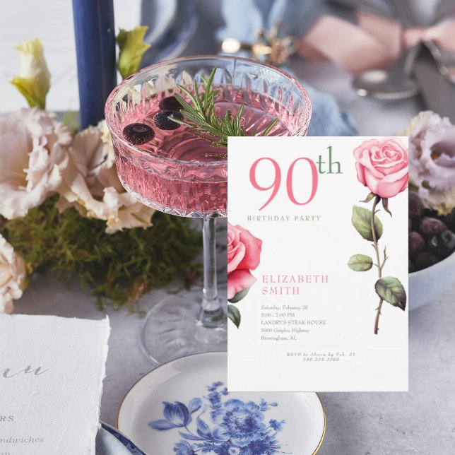 Invitación Elegante fiesta de cumpleaños número III de Rosa 9 (Subido por el creador)
