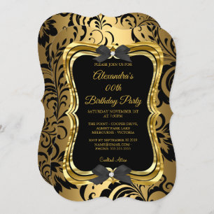 Invitación Elegante fiesta de cumpleaños oro Floral dorada ne