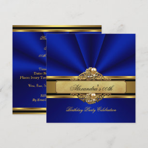 Invitación Elegante Fiesta de Cumpleaños Perla Azul Real Dora