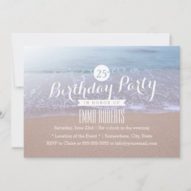 Invitación Elegante fiesta de cumpleaños por la mañana de la  (Anverso)