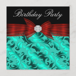 Invitación Elegante Fiesta de Cumpleaños Rojo Arándano Azul T