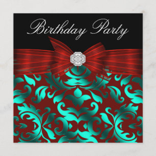 Invitación Elegante Fiesta de Cumpleaños Rojo Arándano Azul T