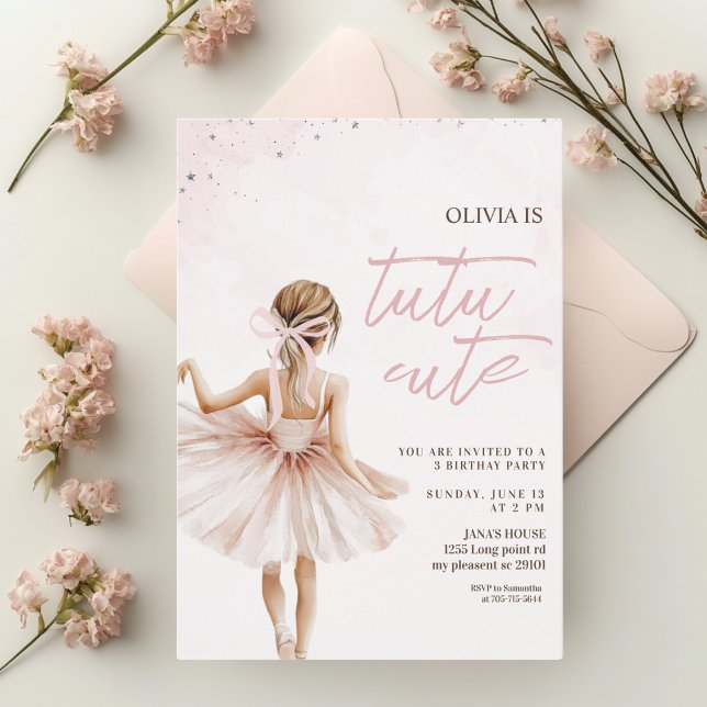 Invitación Elegante fiesta de cumpleaños rosa Ballerina (Subido por el creador)