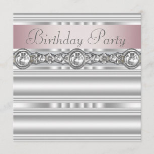 Invitación Elegante fiesta de cumpleaños rosa y gris