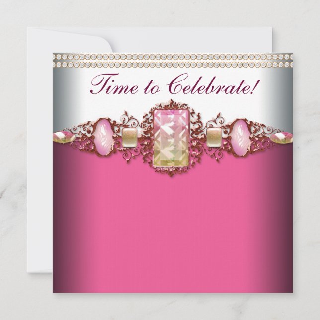 Invitación Elegante fiesta de cumpleaños rosa y oro (Anverso)