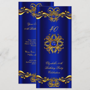 Invitación Elegante Fiesta de Cumpleaños Royal Blue Joya de O