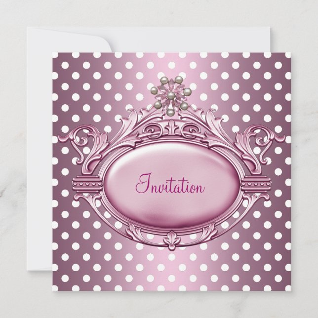 Invitación Elegante fiesta de cumpleaños Satin Pink Pearl Jew (Anverso)