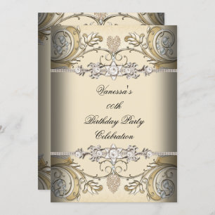 Invitación Elegante fiesta de cumpleaños Sepia Café Gold