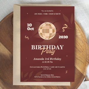 Invitación Elegante fiesta de cumpleaños simple
