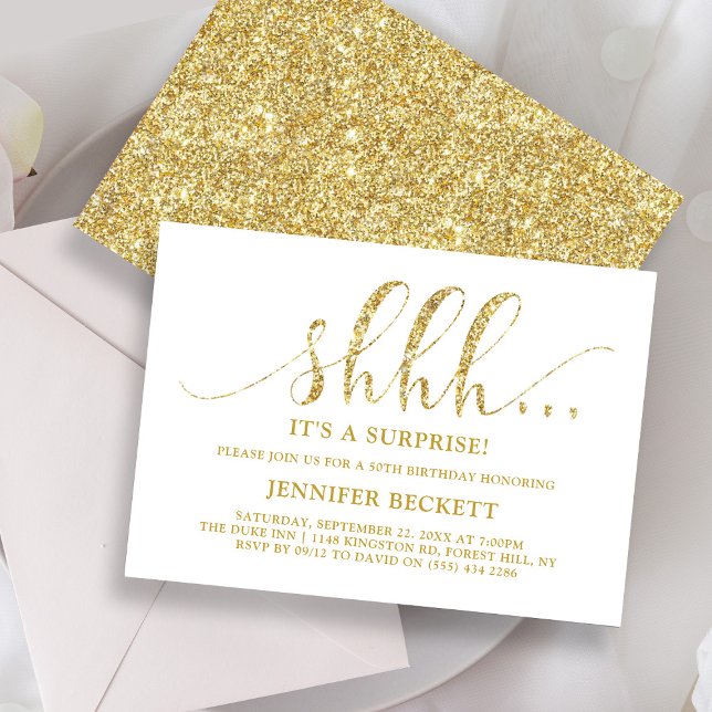 Invitación Elegante fiesta de cumpleaños sorpresa de Purpurin (Subido por el creador)