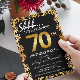 Invitación Elegante fiesta de cumpleaños sorpresa en negro y