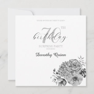 Invitación Elegante Fiesta de Cumpleaños Sorpresa Floral Acua