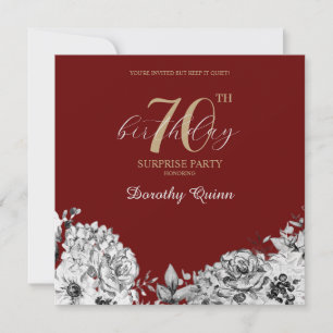 Invitación Elegante Fiesta de Cumpleaños Sorpresa Floral Acua