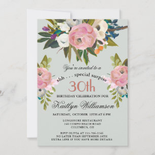 Invitación Elegante fiesta de cumpleaños sorpresa número 30 p