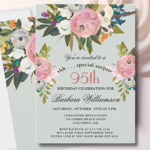 Invitación Elegante fiesta de cumpleaños sorpresa número 95 p