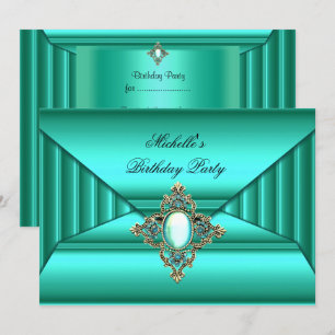 Invitación Elegante fiesta de cumpleaños Teal Jewel Purse Loo