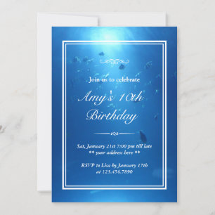 Invitación Elegante fiesta de cumpleaños temática del mar sub