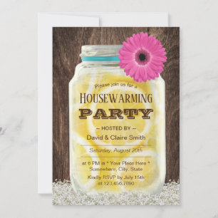 Invitación Elegante Fiesta de Daisy Rosa Lemonade Jar