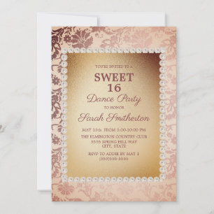 Invitación Elegante Fiesta de danza rosada dorada 16