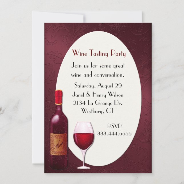 Invitación Elegante fiesta de degustación de vino (Anverso)