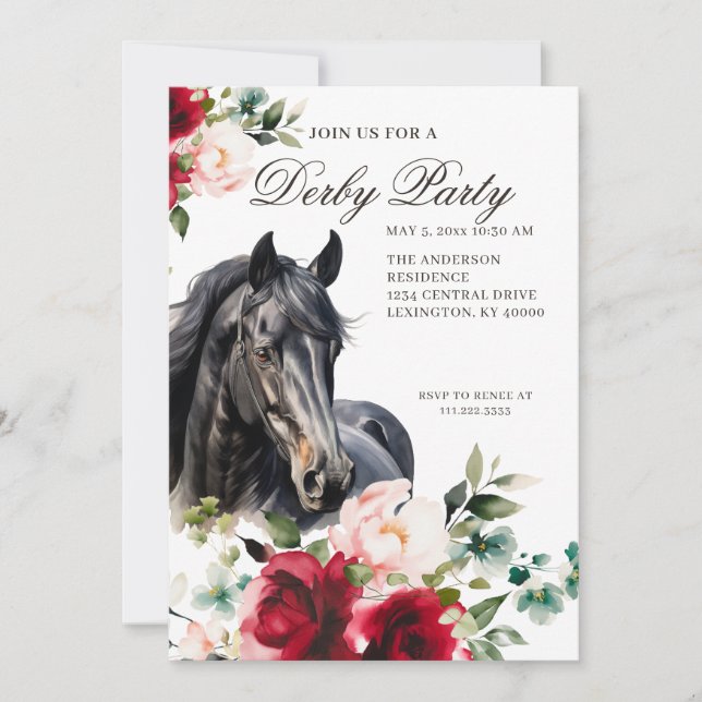 Invitación Elegante fiesta de Derby  (Anverso)