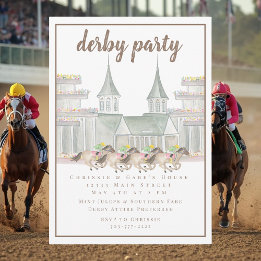Invitación Elegante fiesta de derby de acuarela Caballos de c
