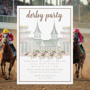Invitación Elegante fiesta de derby de acuarela Caballos de c