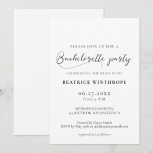 Invitación Elegante fiesta de despedida de soltera con caligr