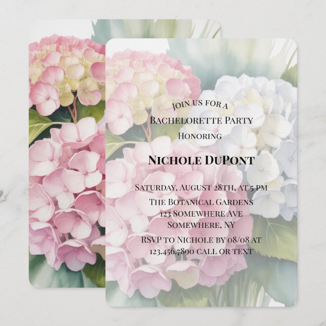 Invitación Elegante fiesta de despedida de soltera con horten (Anverso / Reverso)