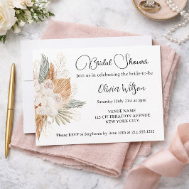 Invitación Elegante Fiesta de Despedida de Soltera Floral Boh