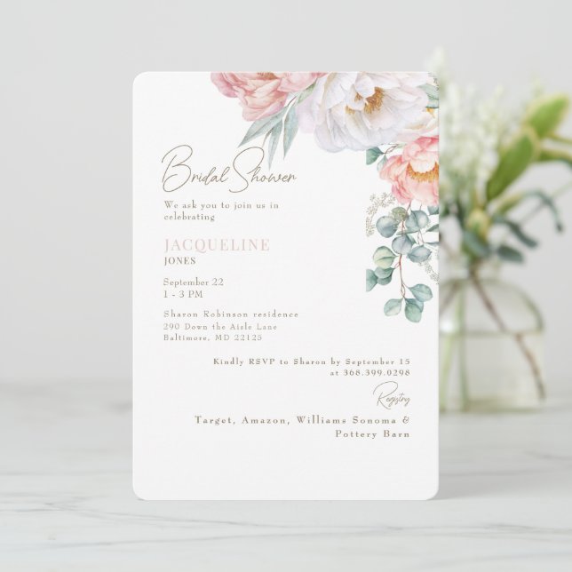 Invitación Elegante Fiesta de Despedida de Soltera Floral Bot (Anverso de pie)