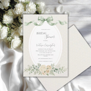 Invitación Elegante fiesta de desposorios floral en verde sal