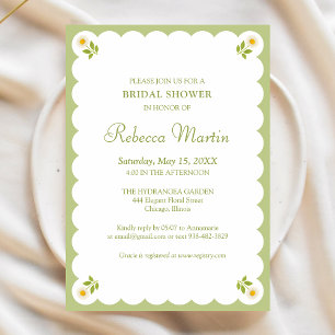Invitación Elegante fiesta de desposorios Verde salvia Daisy 