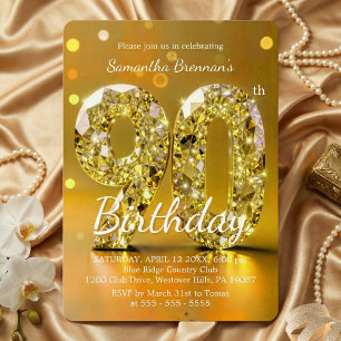 Invitación Elegante fiesta de diamantes de gema amarilla para