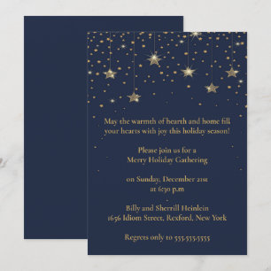 Invitación Elegante Fiesta de diseño de Navidades azules y do