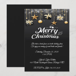 Invitación Elegante Fiesta de Diseño de Navidades Negros