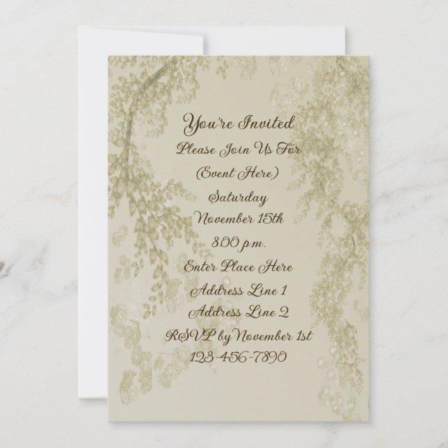 Invitación Elegante Fiesta de diseño de ramas de flores (Anverso)