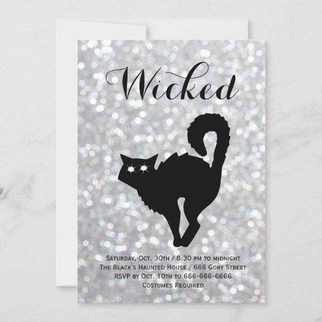 Invitación Elegante Fiesta de disfraces de Halloween - gatos  (Anverso)
