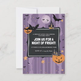 Invitación Elegante fiesta de disfraces de Halloween púrpura