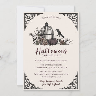Invitación Elegante Fiesta de Disfraces para Adultos Oscuros