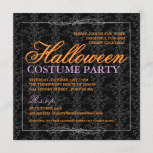 Invitación Elegante Fiesta de disfraz de Halloween negro